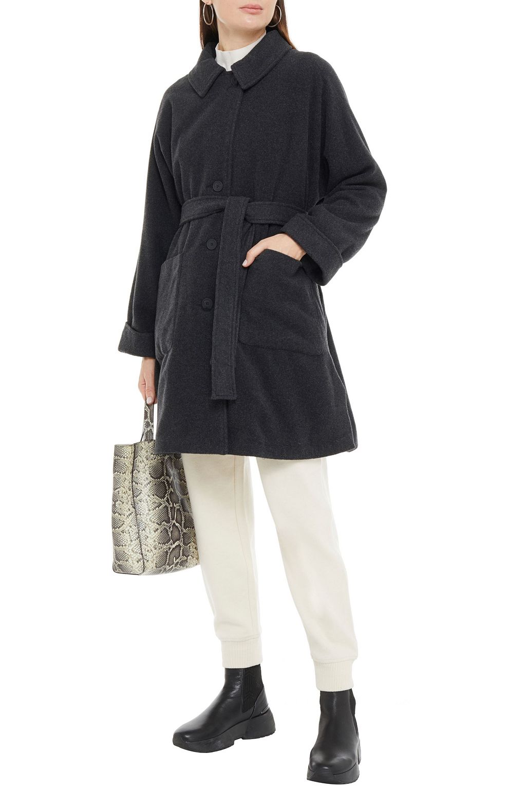 AMERICAN VINTAGE Oxipark belted brushed wool-blend felt coat
