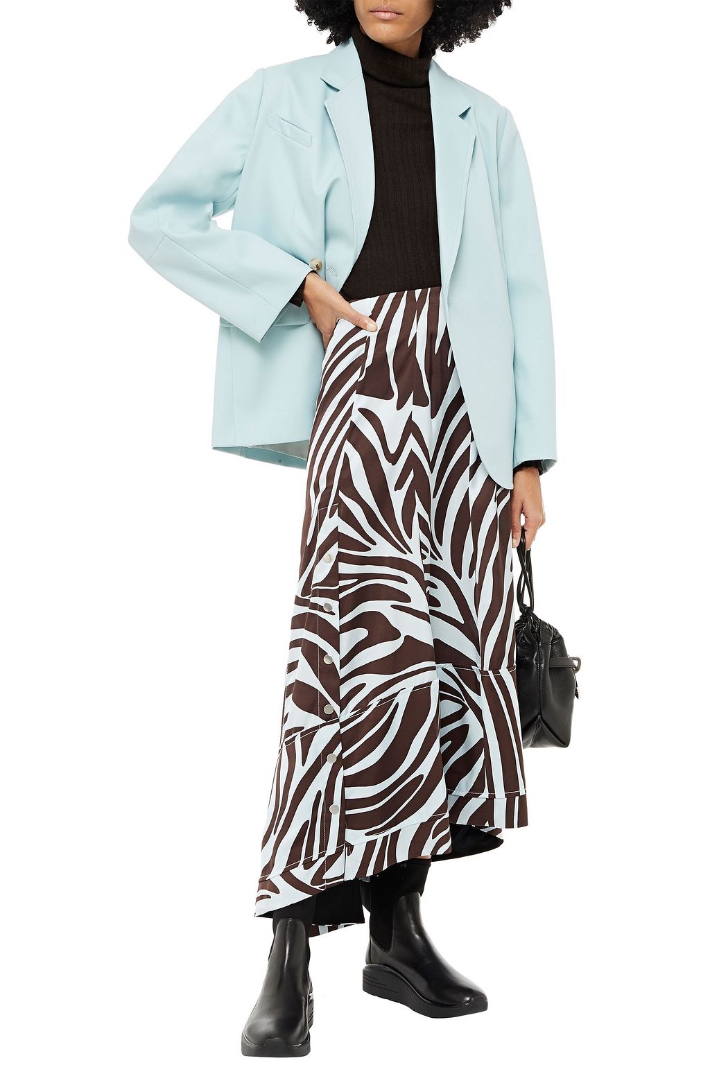 3.1 PHILLIP LIM Asymmetric zebra-print silk-satin twill skirt
