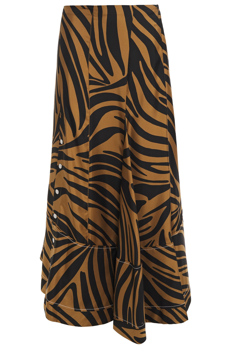 3.1 Phillip Lim Woman Asymmetric Zebra-print Silk-satin Twill Skirt Black Size 0