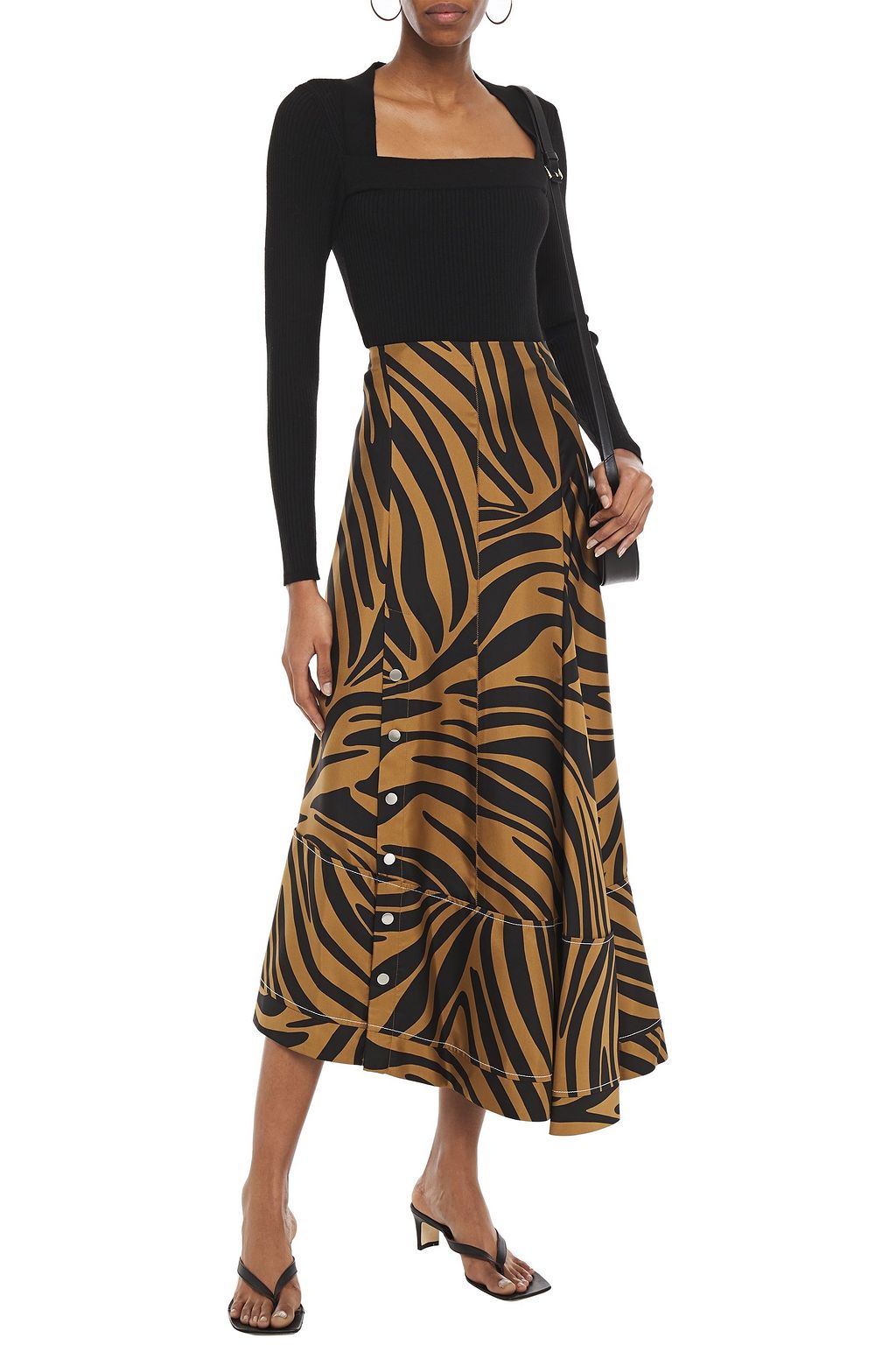 3.1 PHILLIP LIM Asymmetric zebra-print silk-satin twill skirt