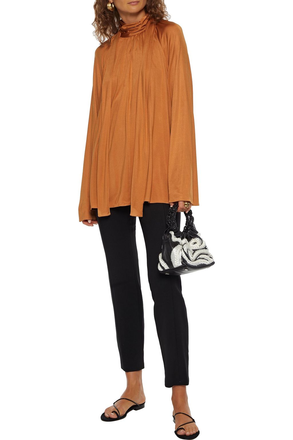 THE ROW Merrian tie-neck satin-jersey top