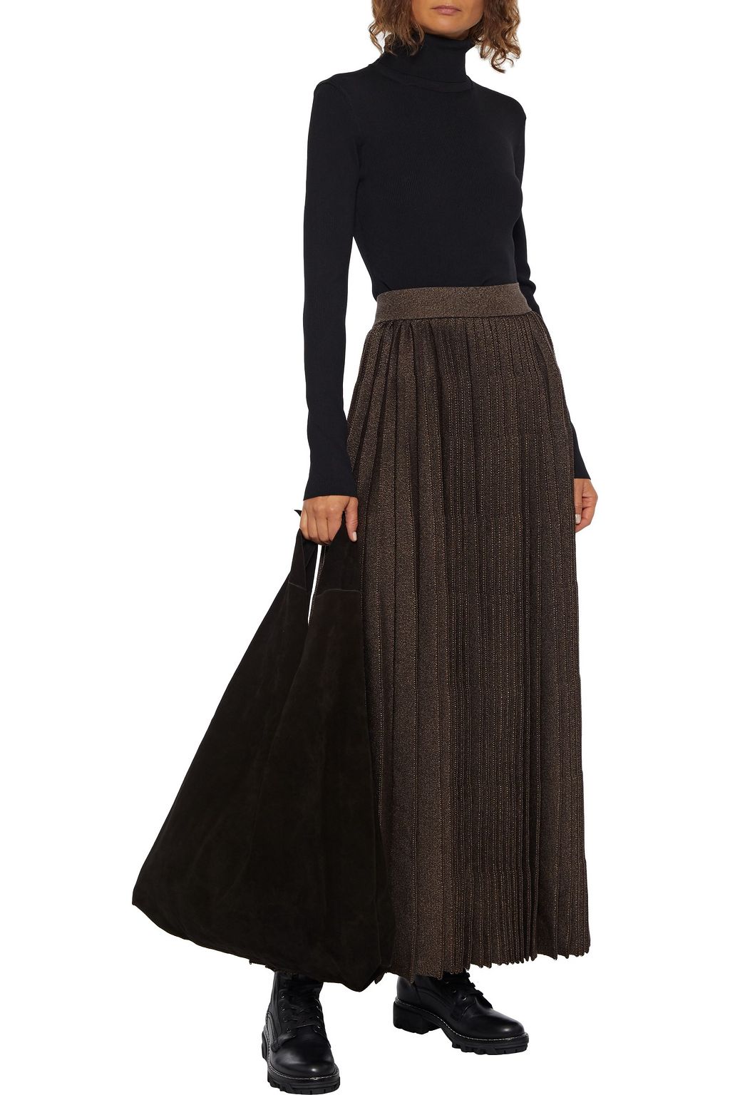 THE ROW Omin pleated wool and silk-blend midi skirt