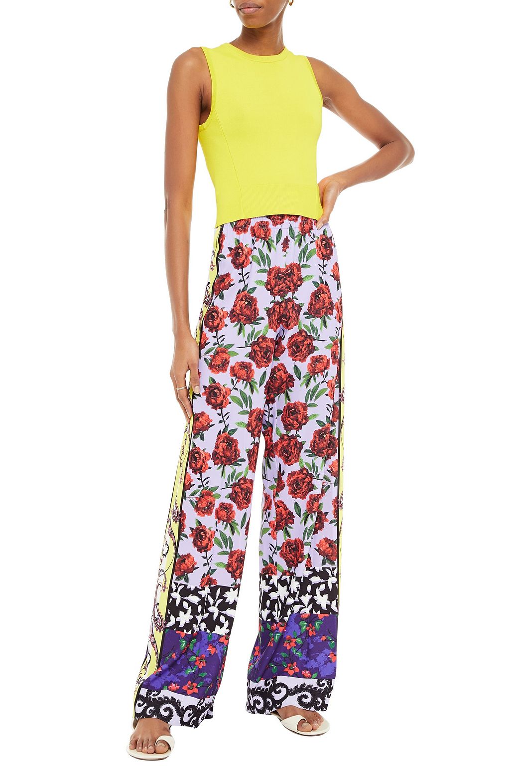 ALICE + OLIVIA Elba floral-print crepe wide-leg pants