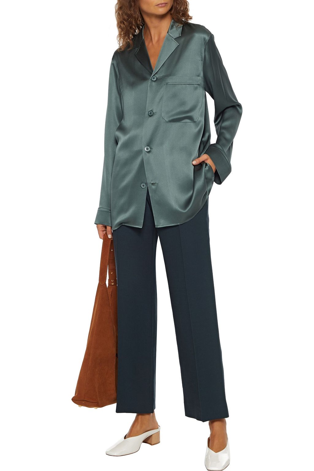 THE ROW Max wool and silk-blend straight-leg pants