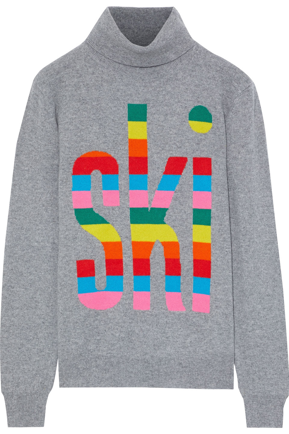 Chinti & Parker Woman Intarsia Cashmere Turtleneck Sweater Gray Size XS