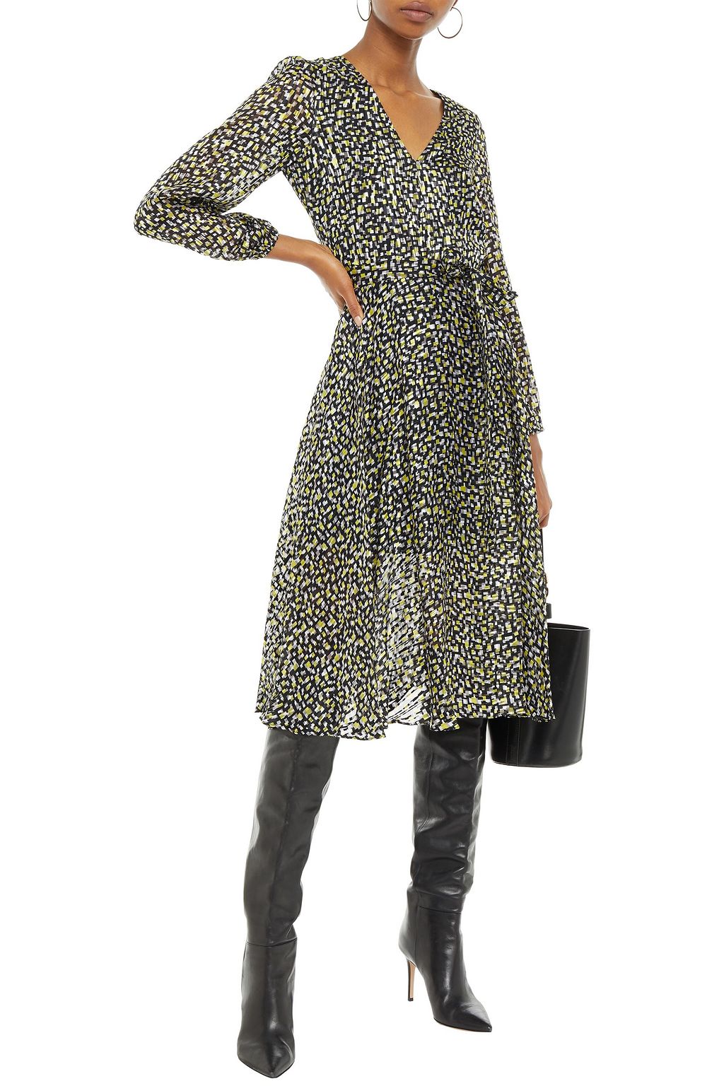 ALICE + OLIVIA Printed burnout satin dress
