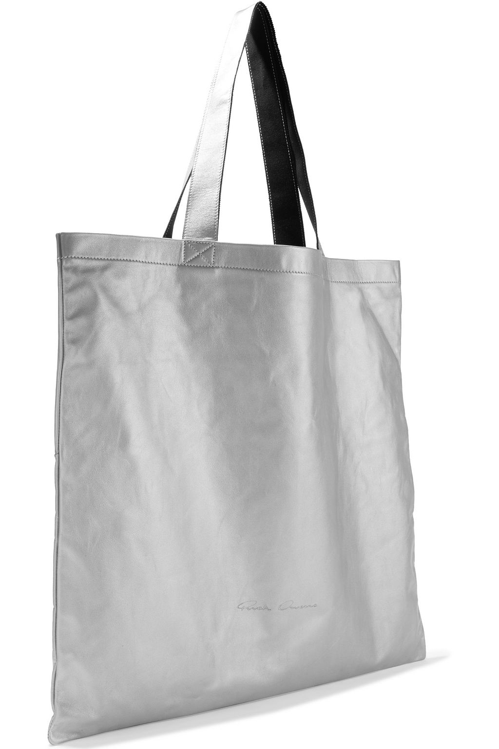 RICK OWENS Small Signature metallic leather tote