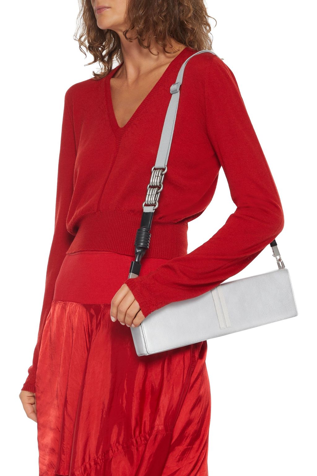 RICK OWENS Quiver metallic leather clutch