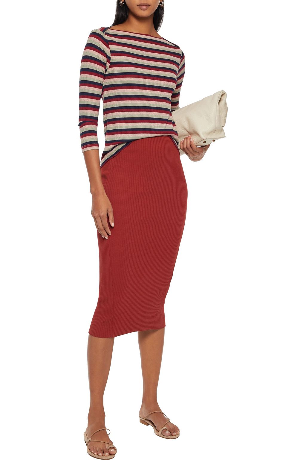 STATESIDE Ribbed striped jersey top