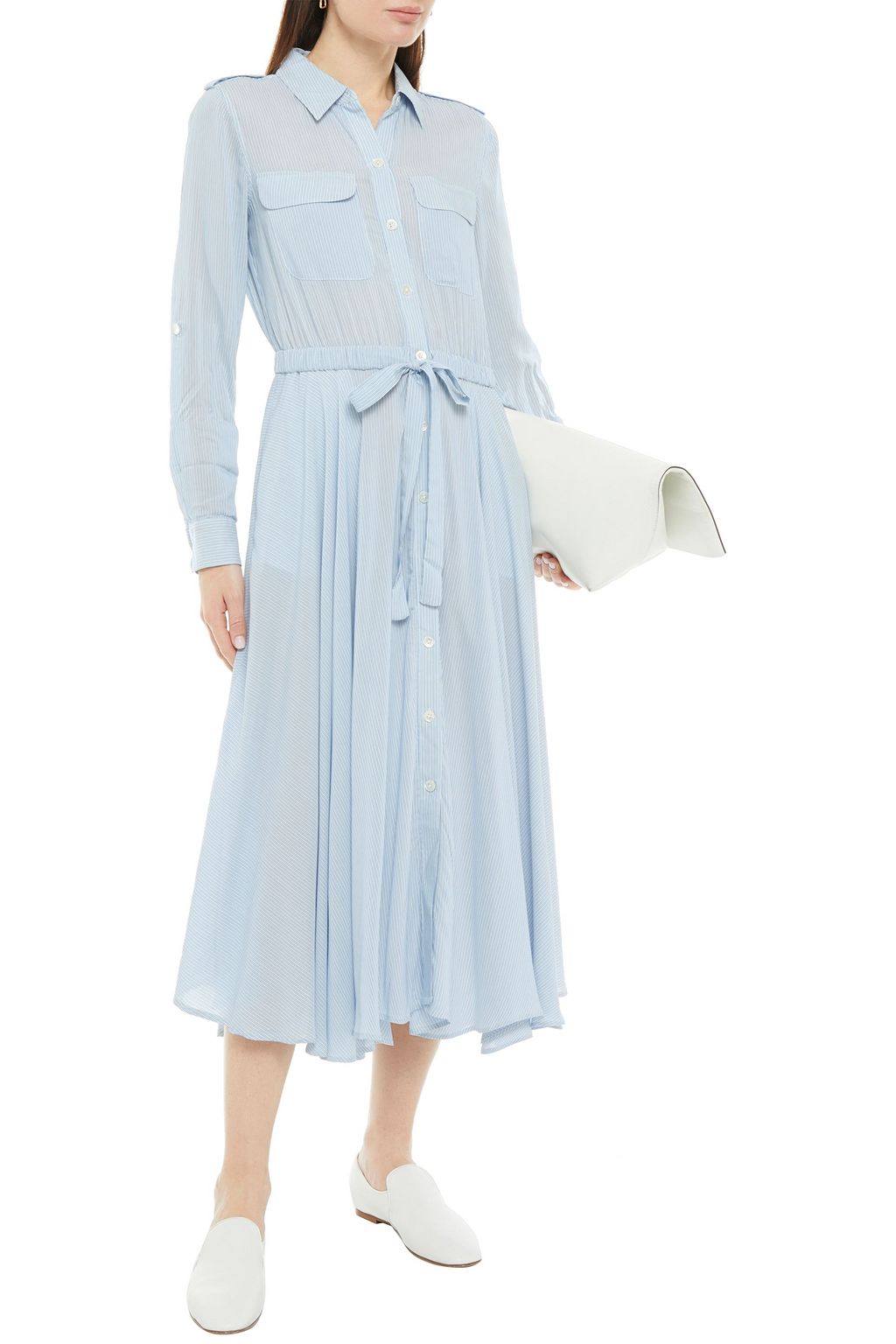 EQUIPMENT Gathered crepe midi shirt dress