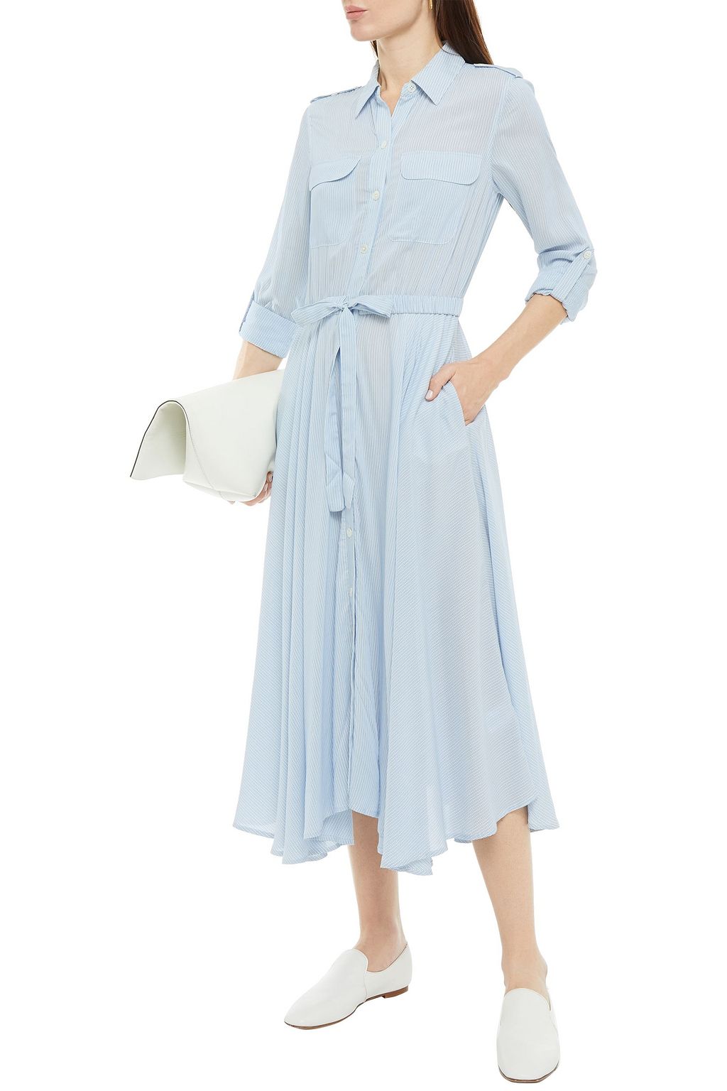 EQUIPMENT Gathered crepe midi shirt dress
