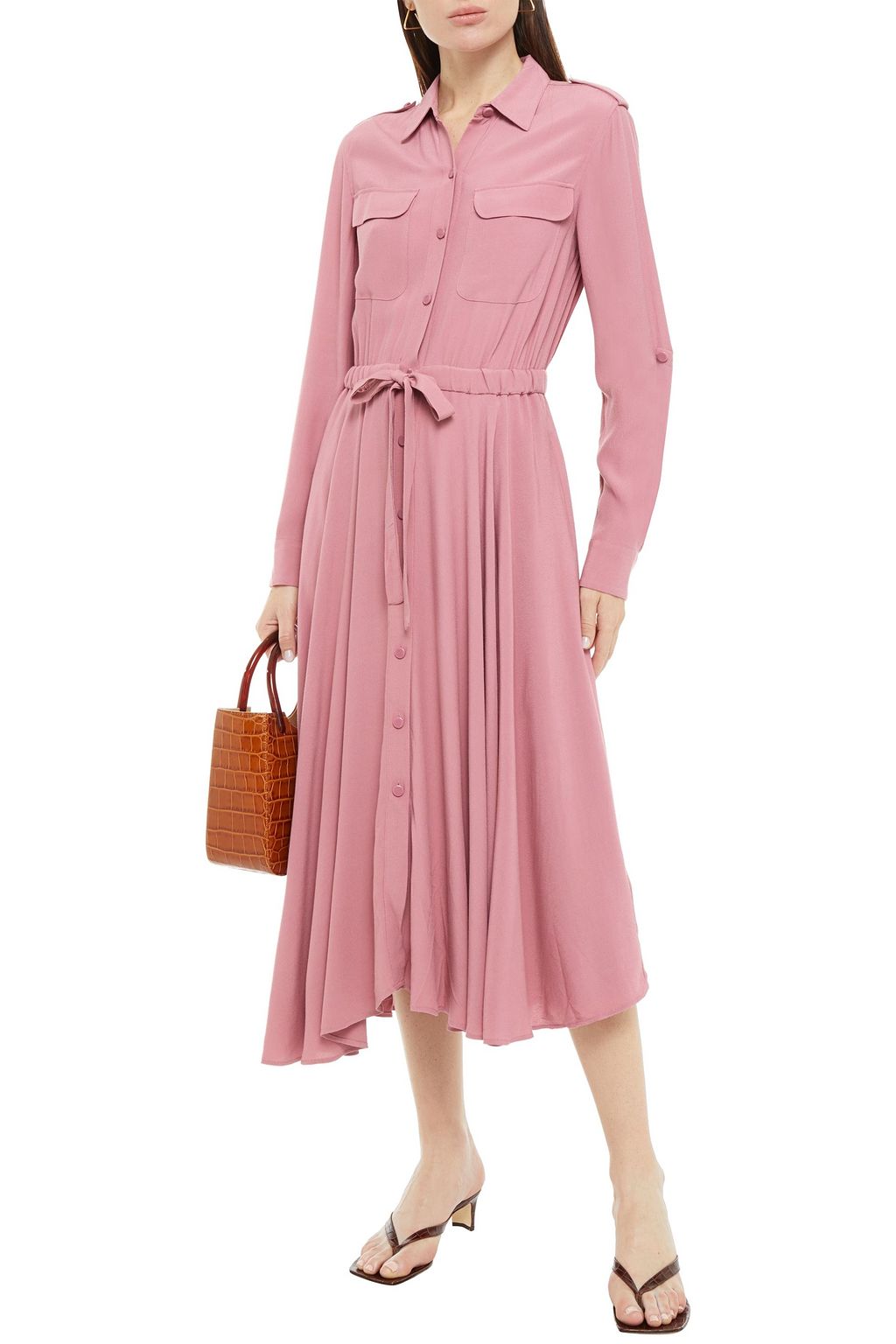 EQUIPMENT Gathered crepe midi shirt dress