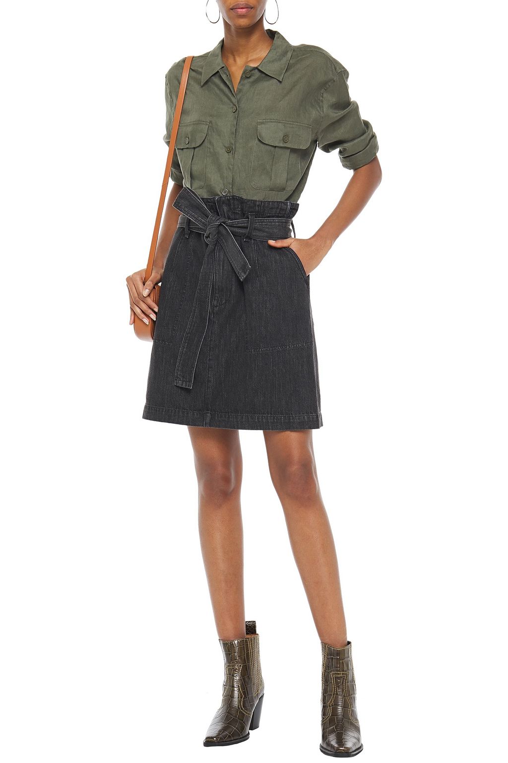 RAG & BONE Belted denim mini skirt