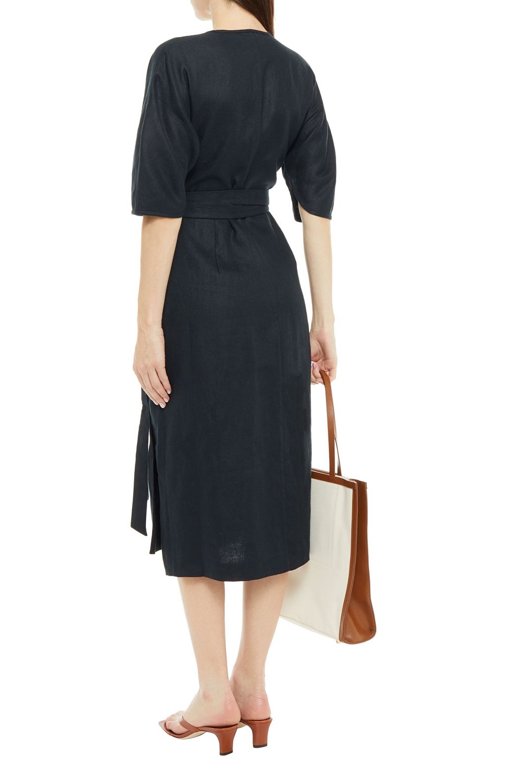 EQUIPMENT Linen-twill midi wrap dress