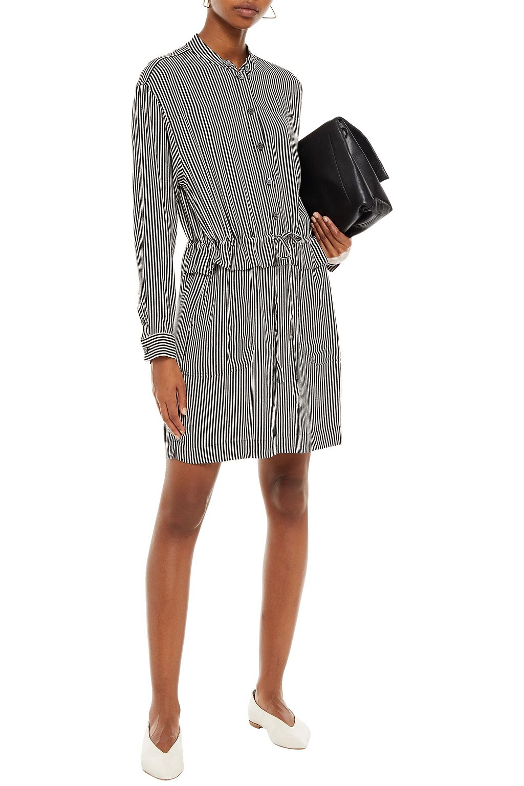 EQUIPMENT Ruffled striped crepe shirt dress