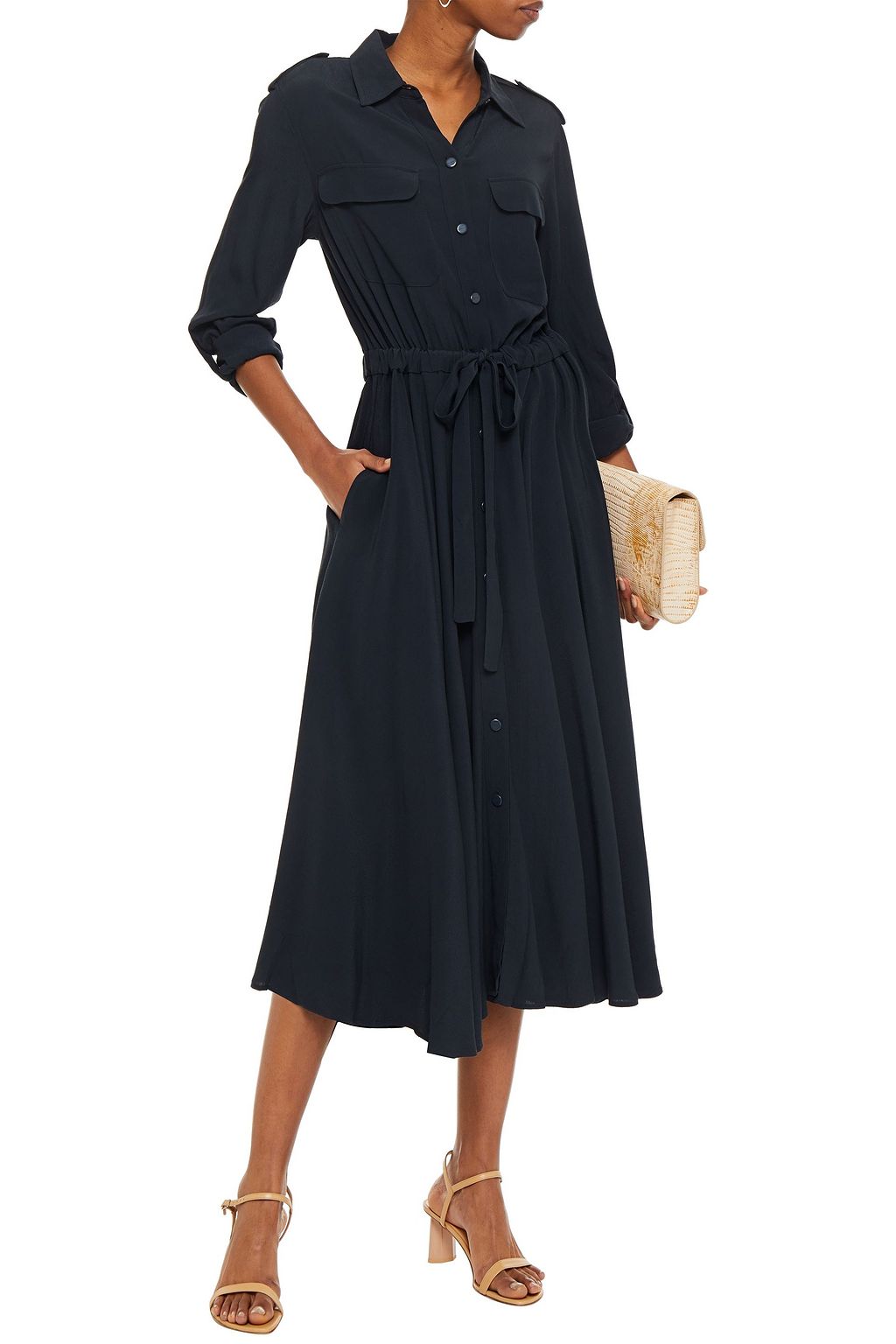 EQUIPMENT Gathered crepe midi shirt dress