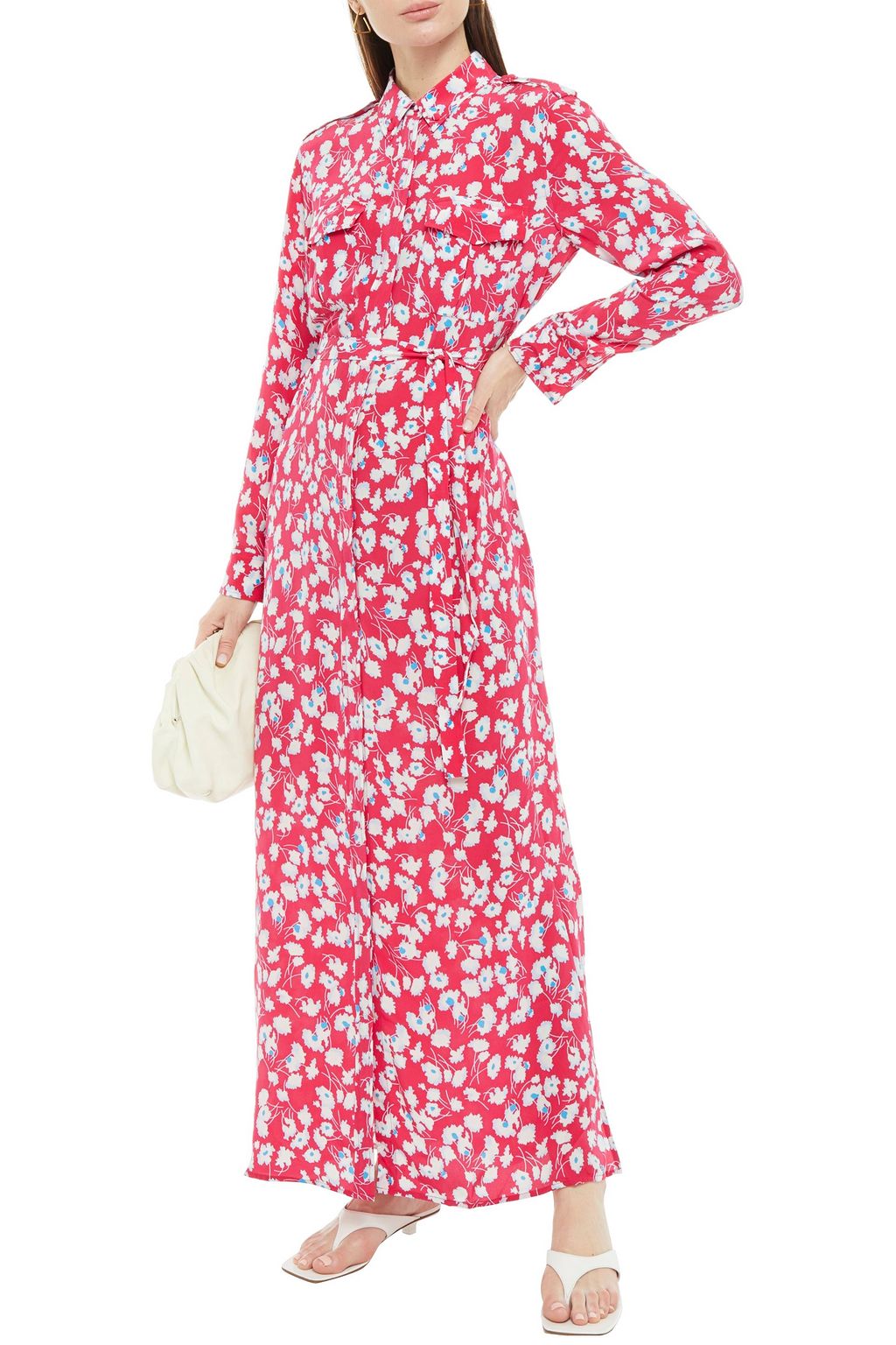 EQUIPMENT Floral-print silk crepe de chine maxi shirt dress