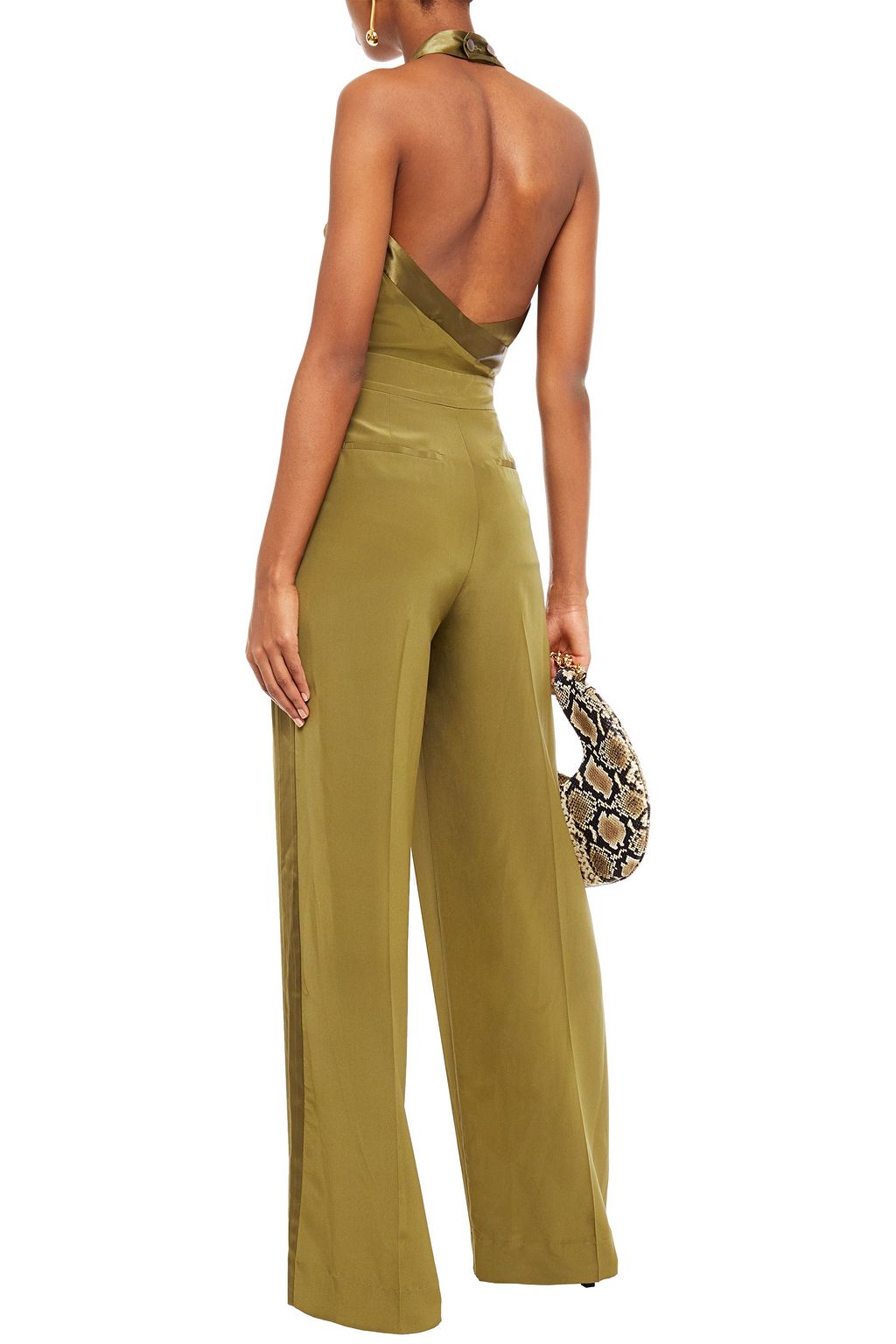 RAG & BONE Neckholder-Jumpsuit aus Crêpe de Chine aus Seide mit Falten und Satinbesatz