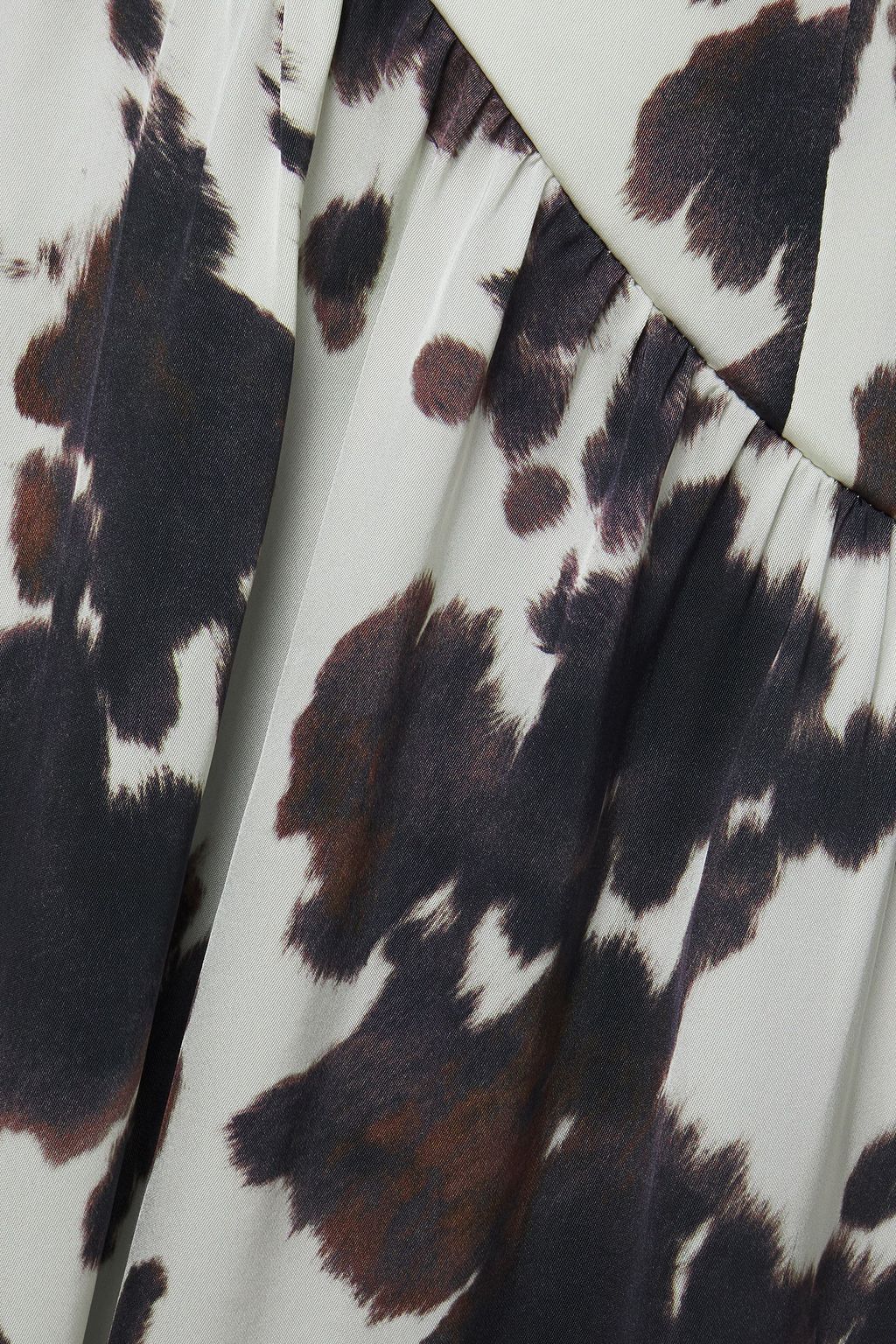ALEXACHUNG Gerafftes Minikleid aus bedrucktem Satin