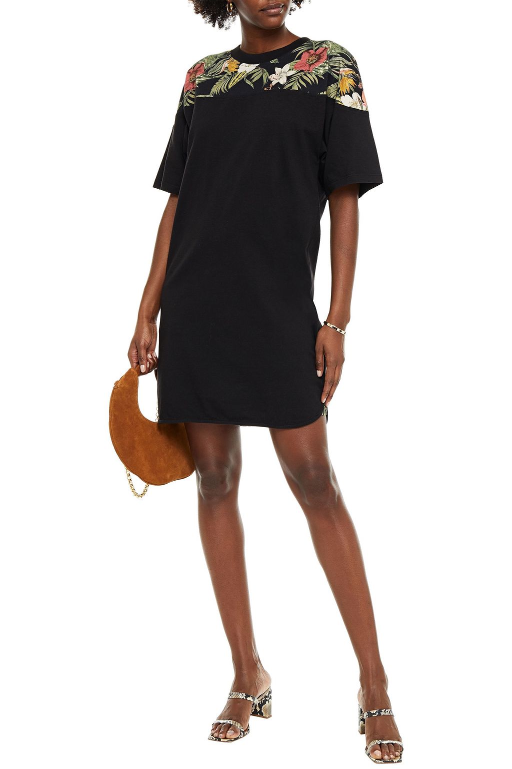 REBECCA MINKOFF Floral-print cotton-jersey mini dress