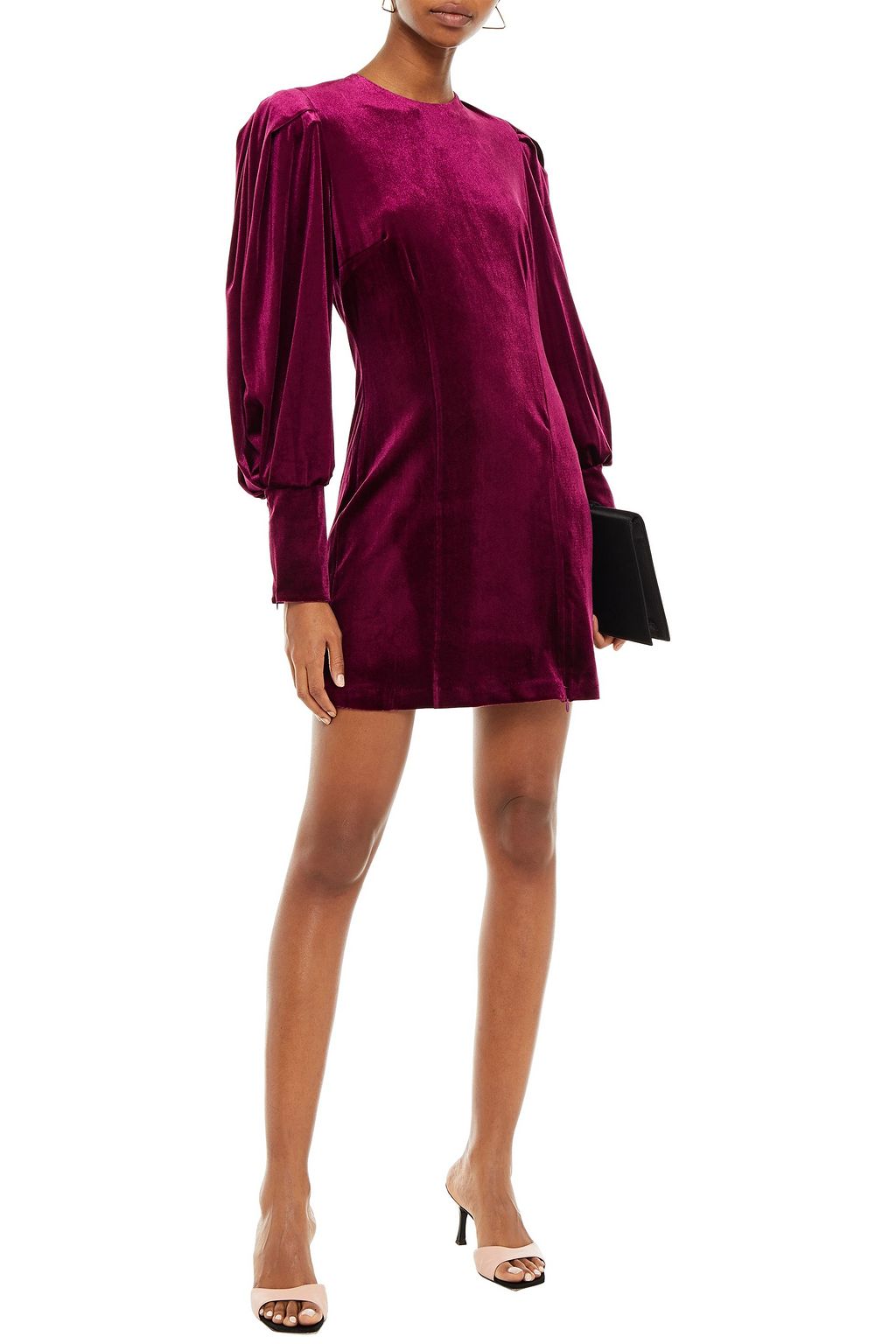 REBECCA MINKOFF Open-back velvet mini dress
