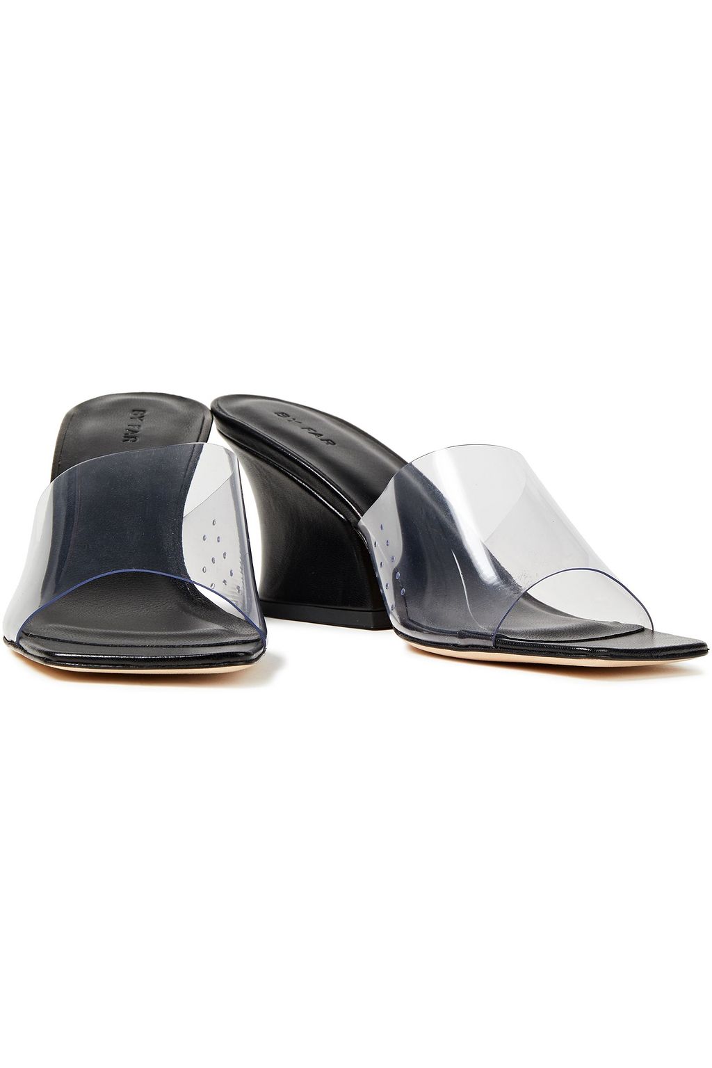 BY FAR Dolly PVC and leather mules