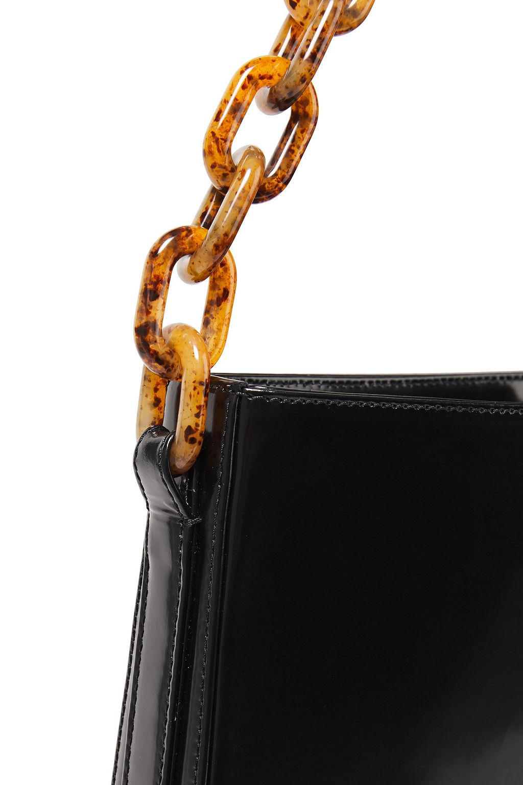 BY FAR Pelle glossed-leather shoulder bag