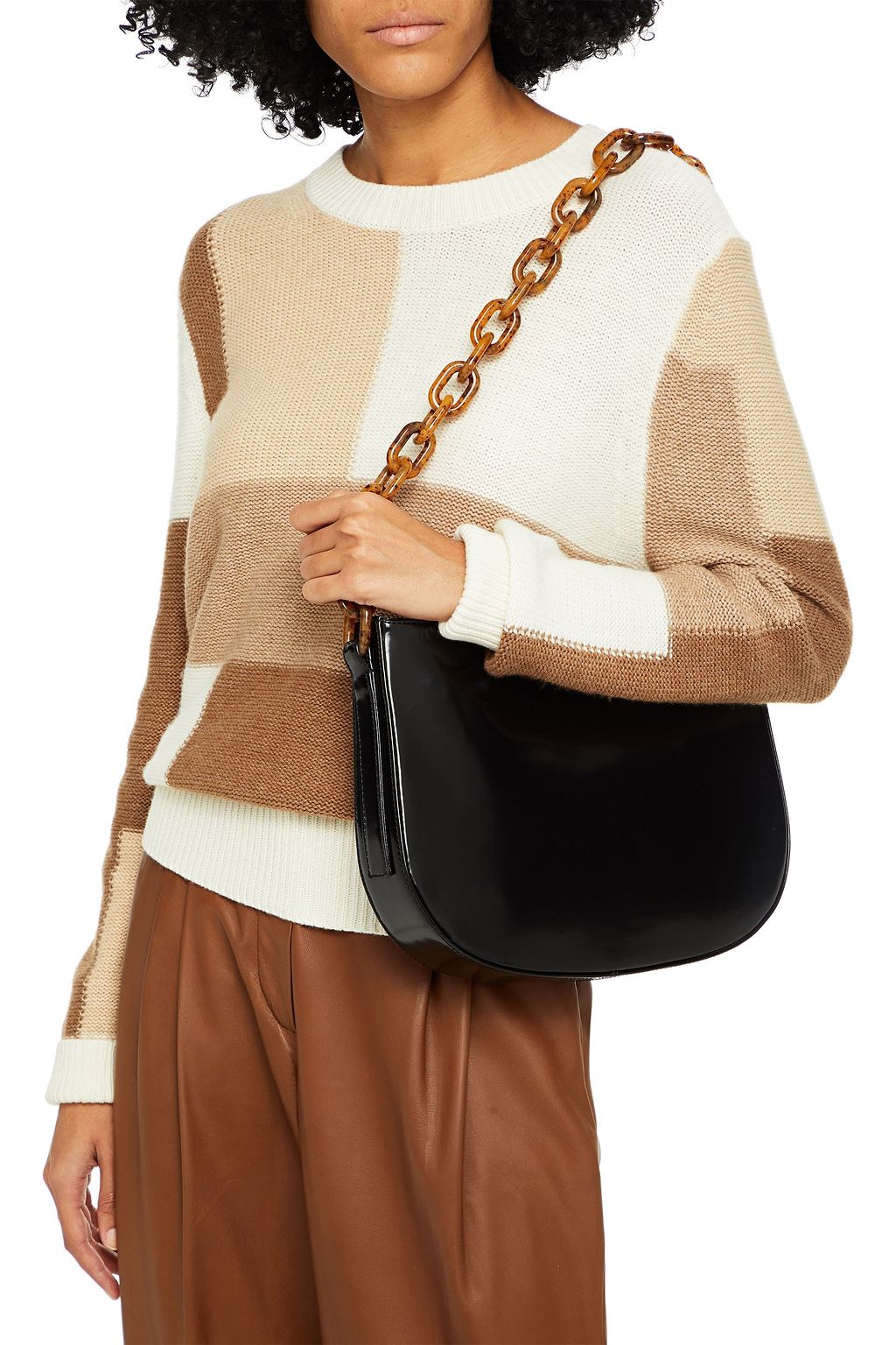 BY FAR Pelle glossed-leather shoulder bag