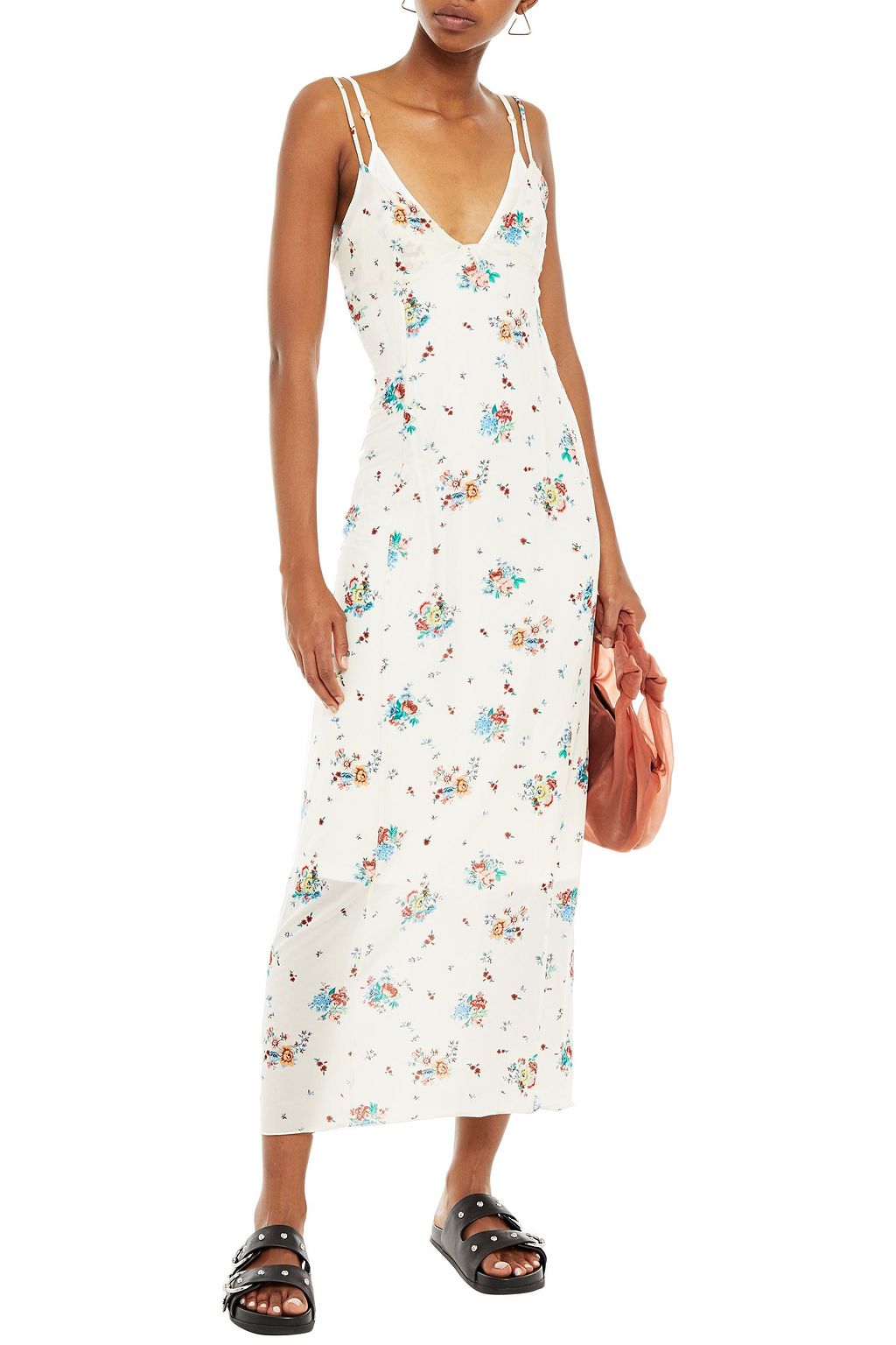 RABANNE Floral-print stretch-jersey maxi slip dress