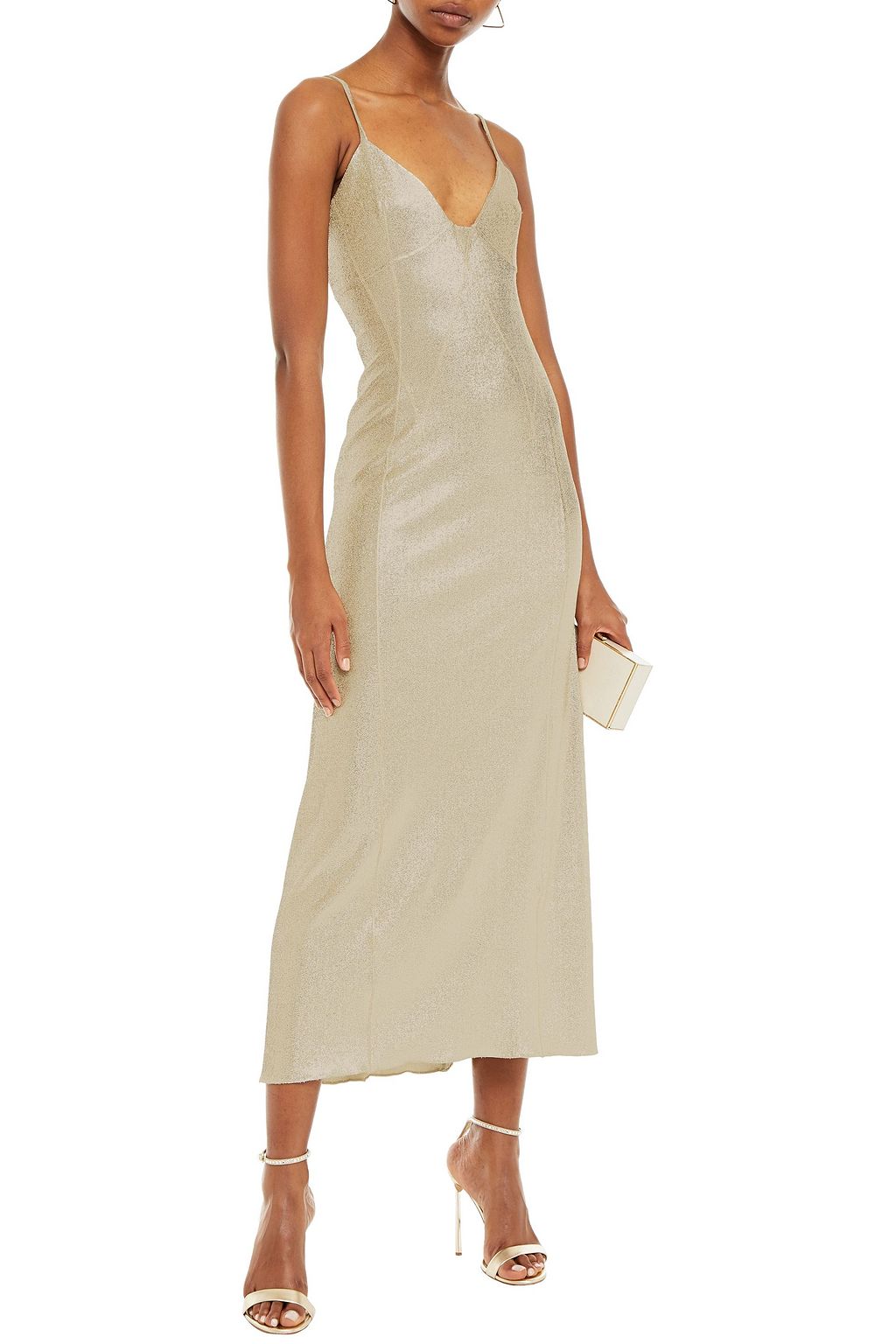 RABANNE Metallic stretch-jersey maxi dress