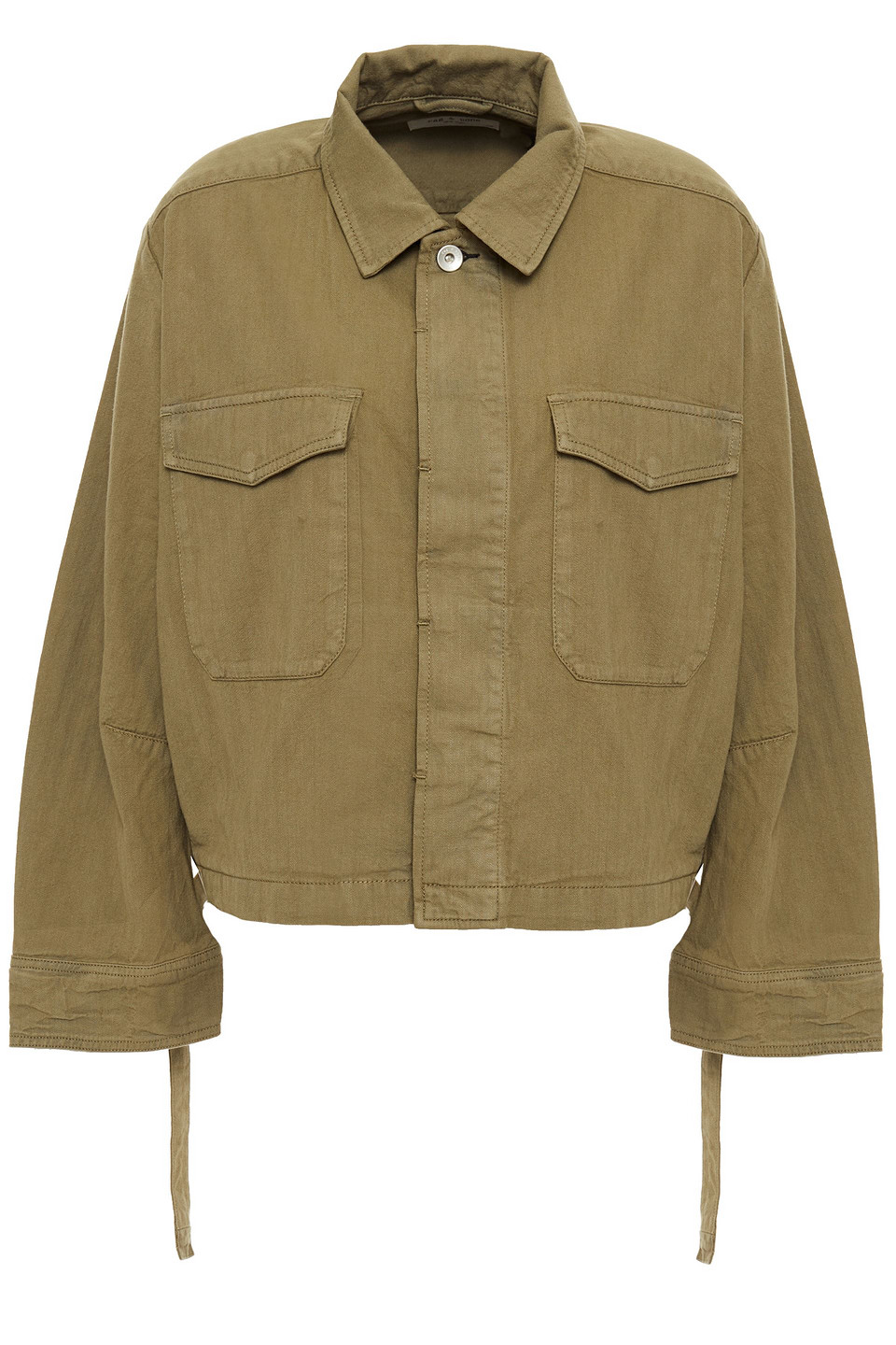 Rag & Bone Woman Cropped Cotton Jacket Army Green Size L