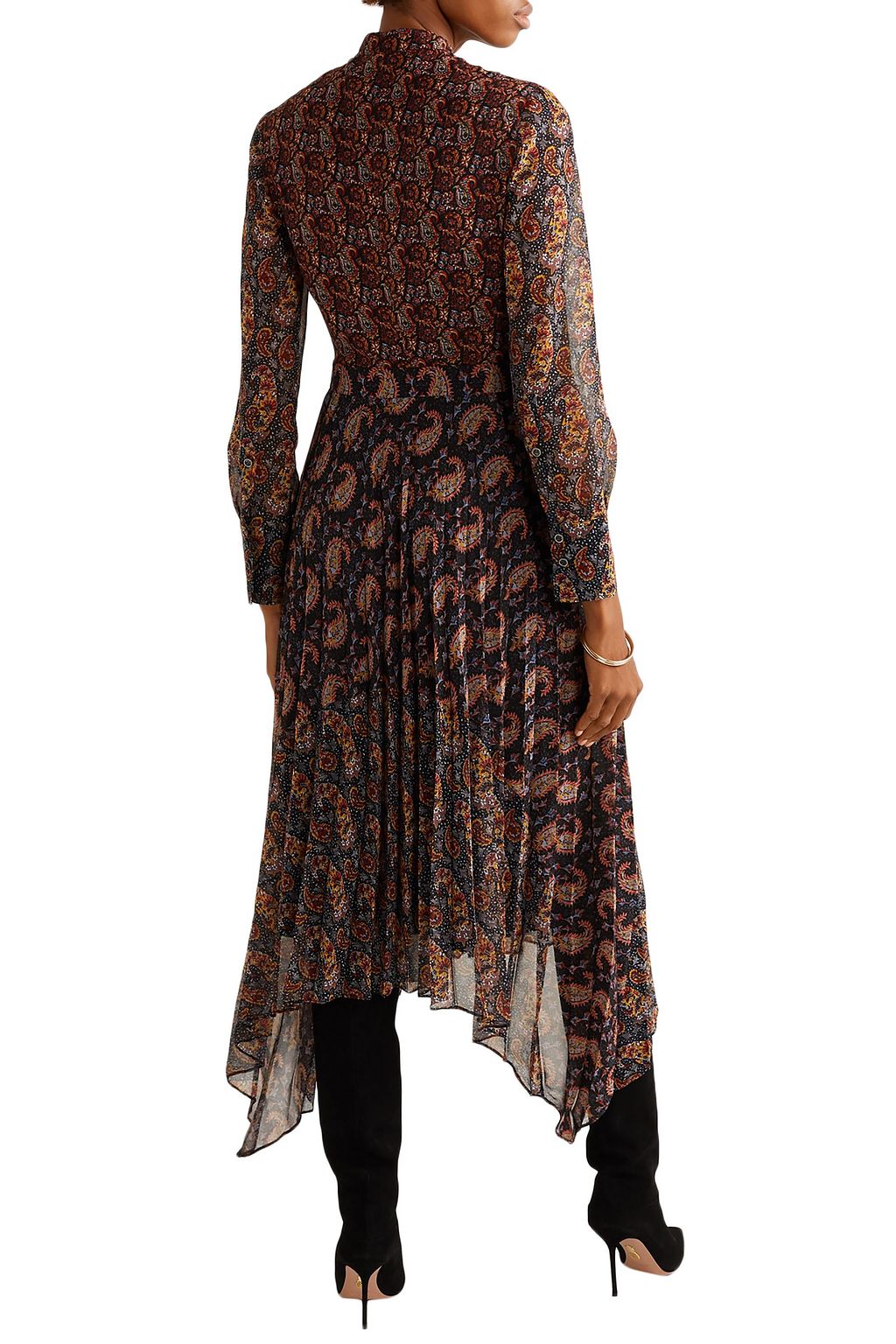 ALTUZARRA Lakshmi pleated paisley-print chiffon midi dress