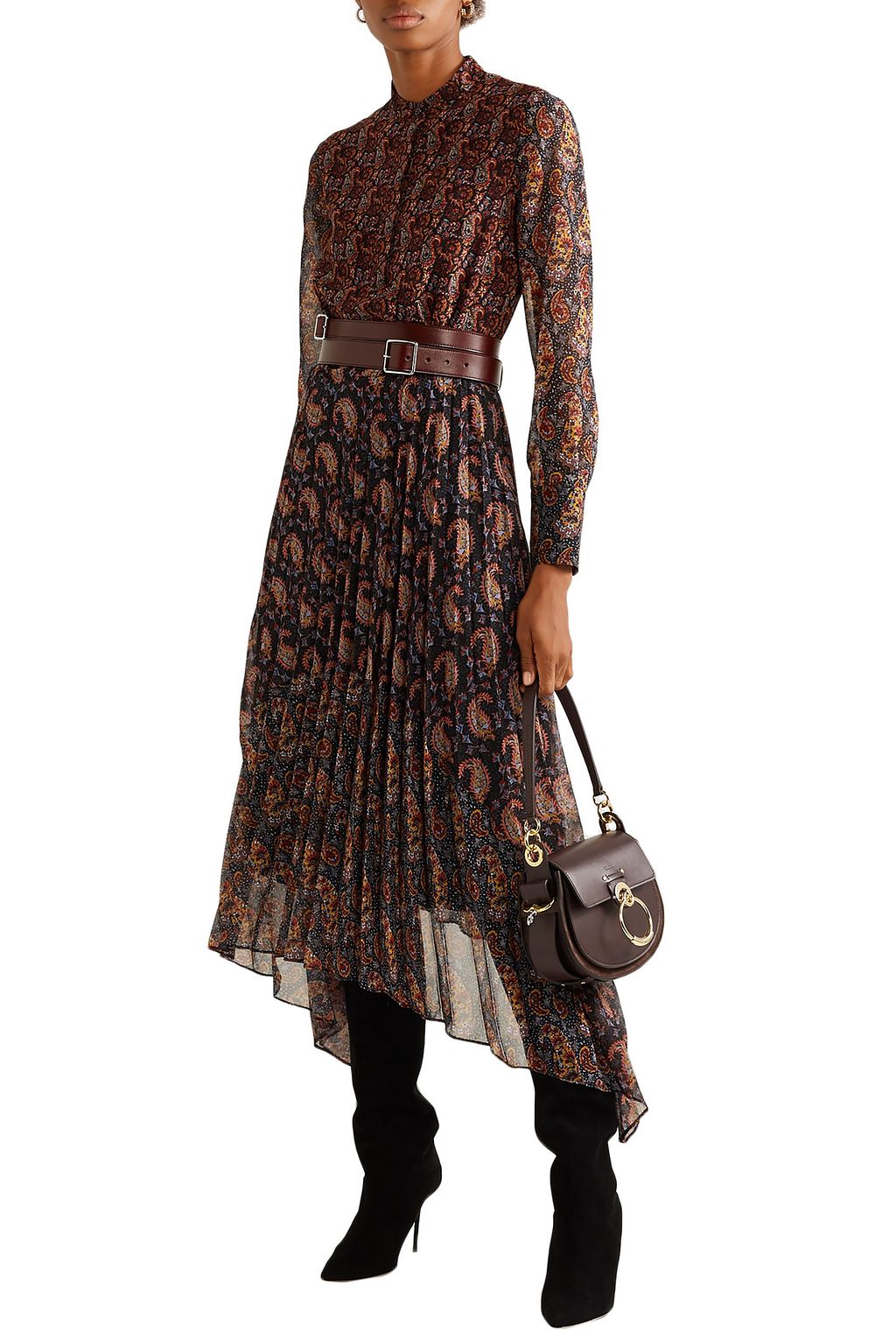 ALTUZARRA Lakshmi pleated paisley-print chiffon midi dress