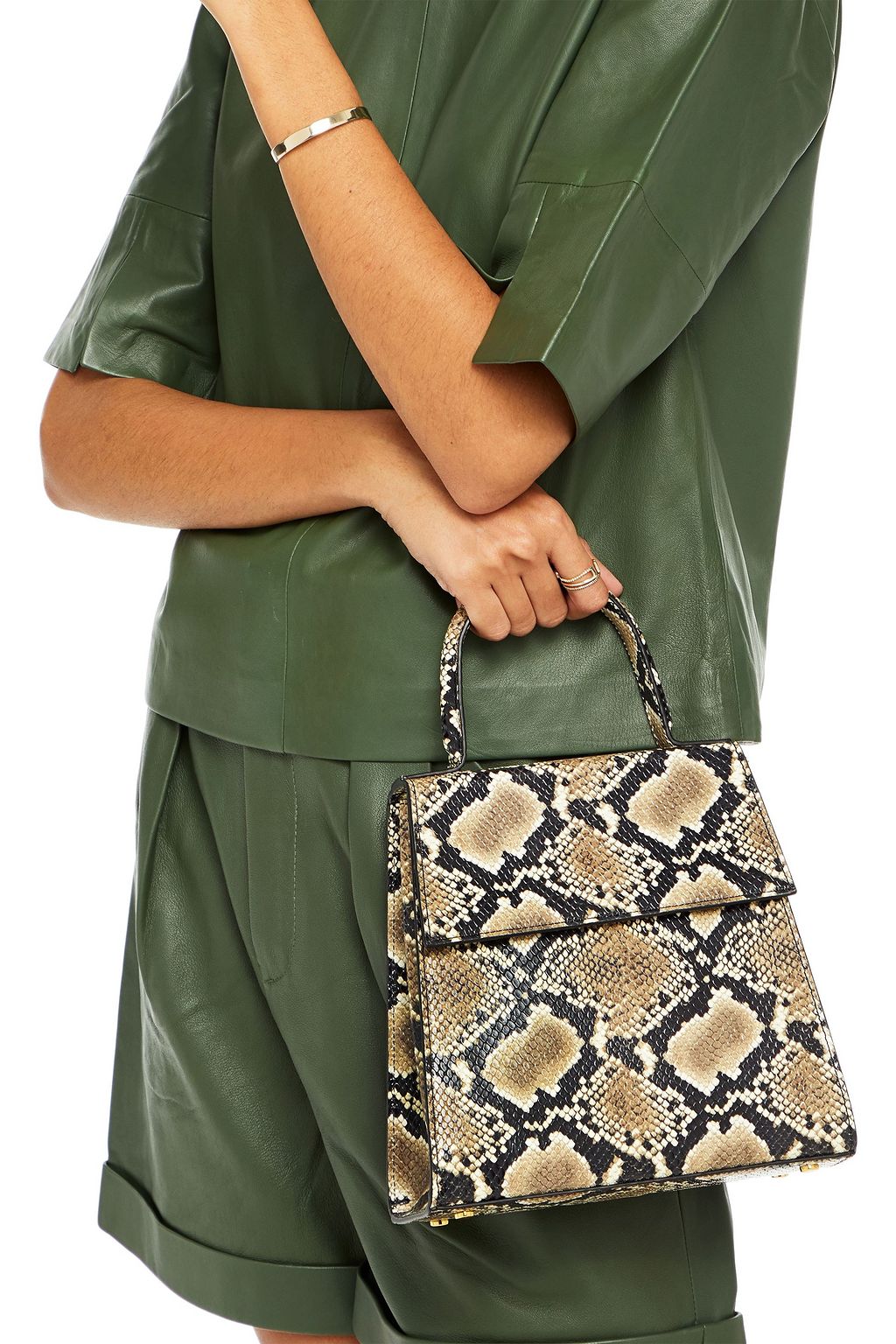 BY FAR Monet snake-effect leather shoulder bag