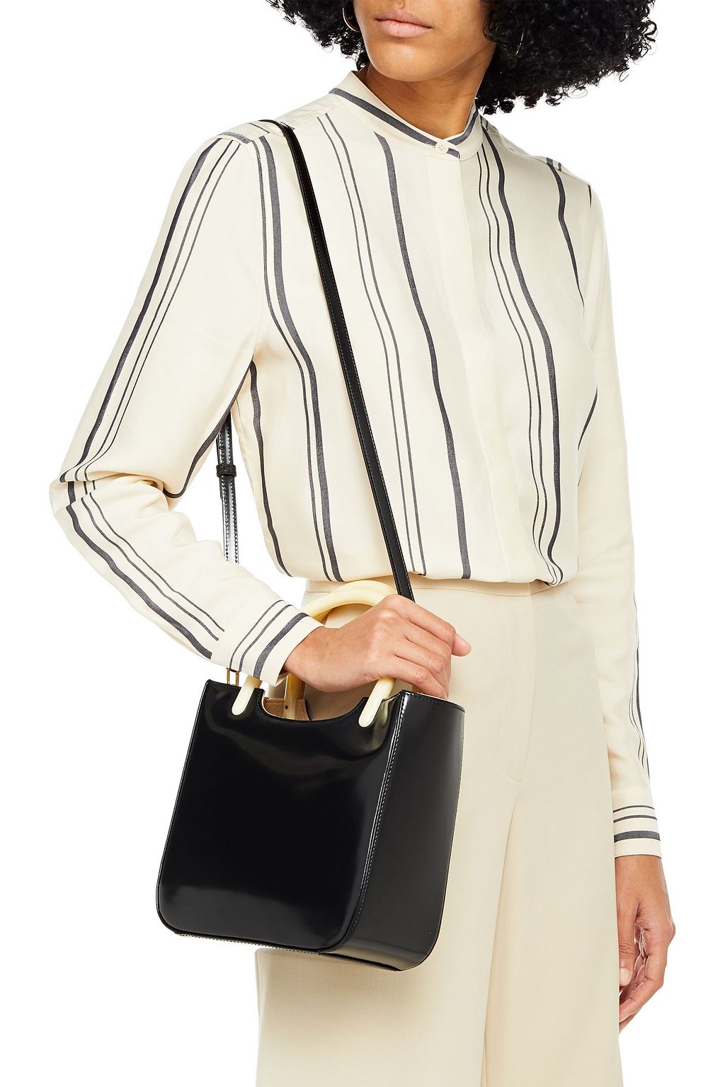 BY FAR Eric glossed-leather tote