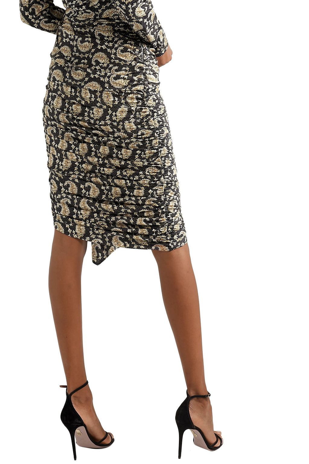 ALTUZARRA Ruched draped paisley-print stretch-jersey skirt