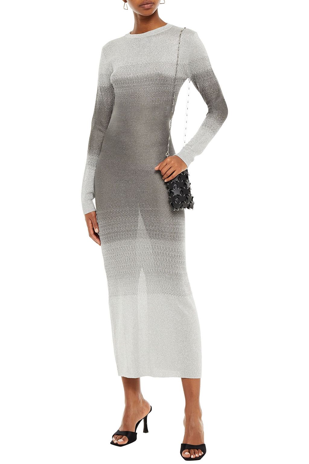 RABANNE Dégradé metallic stretch-knit maxi dress