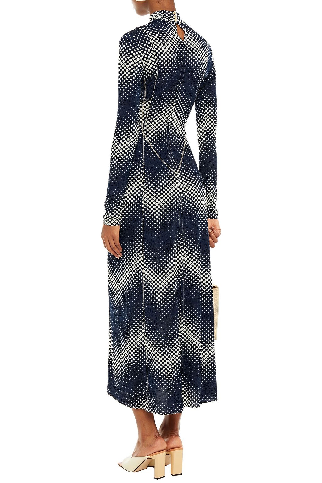 RABANNE Polka-dot stretch-jersey midi dress
