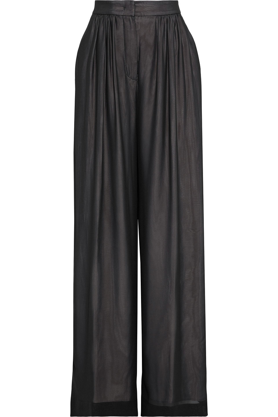 max mara - gathered silk-chiffon wide-leg pants - black - it 38