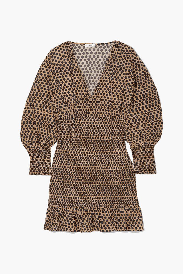 Anya shirred polka-dot cotton-voile mini dress