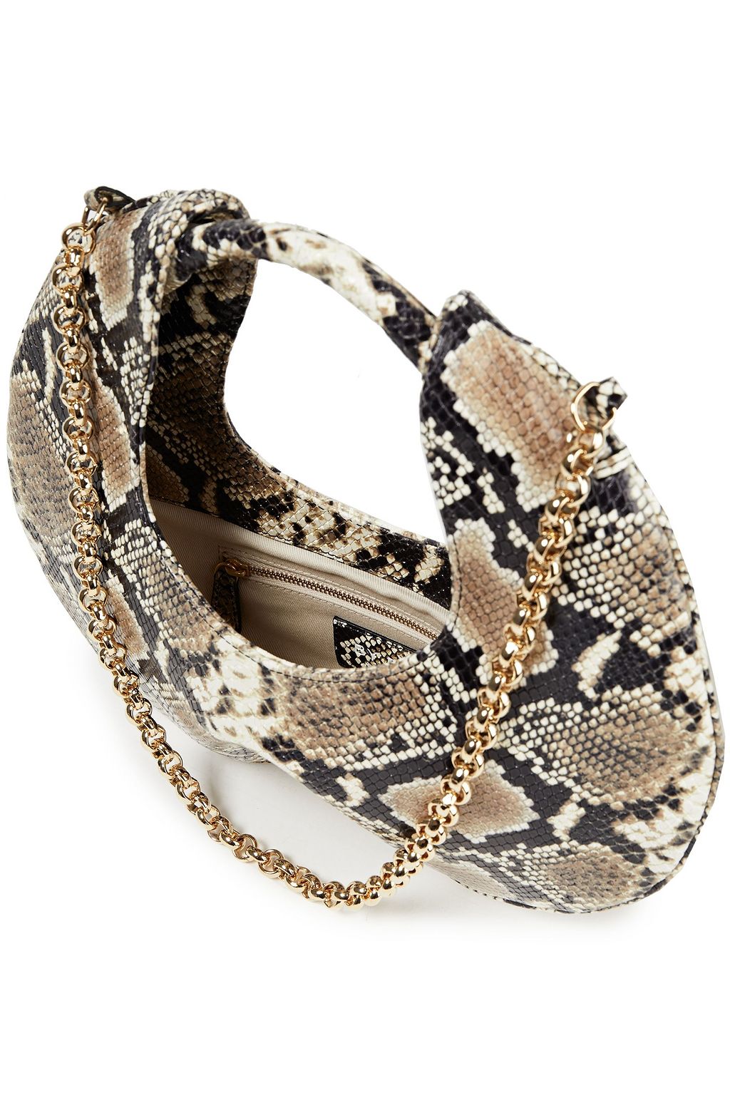 BY FAR Lune snake-effect leather shoulder bag