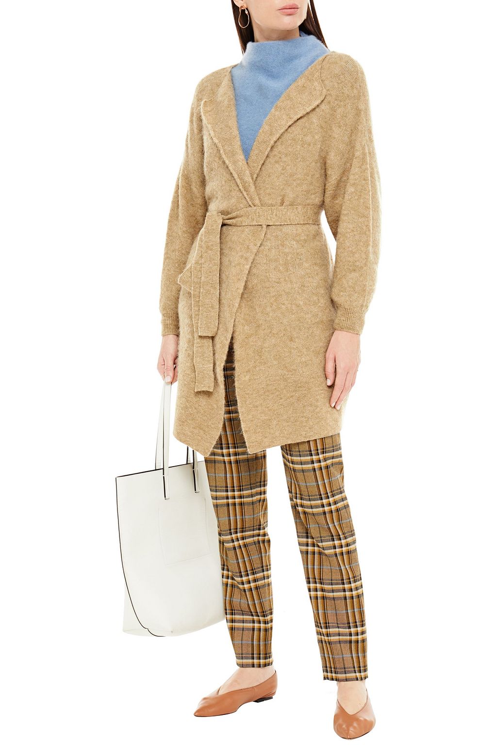 AMERICAN VINTAGE Belted brushed knitted cardigan