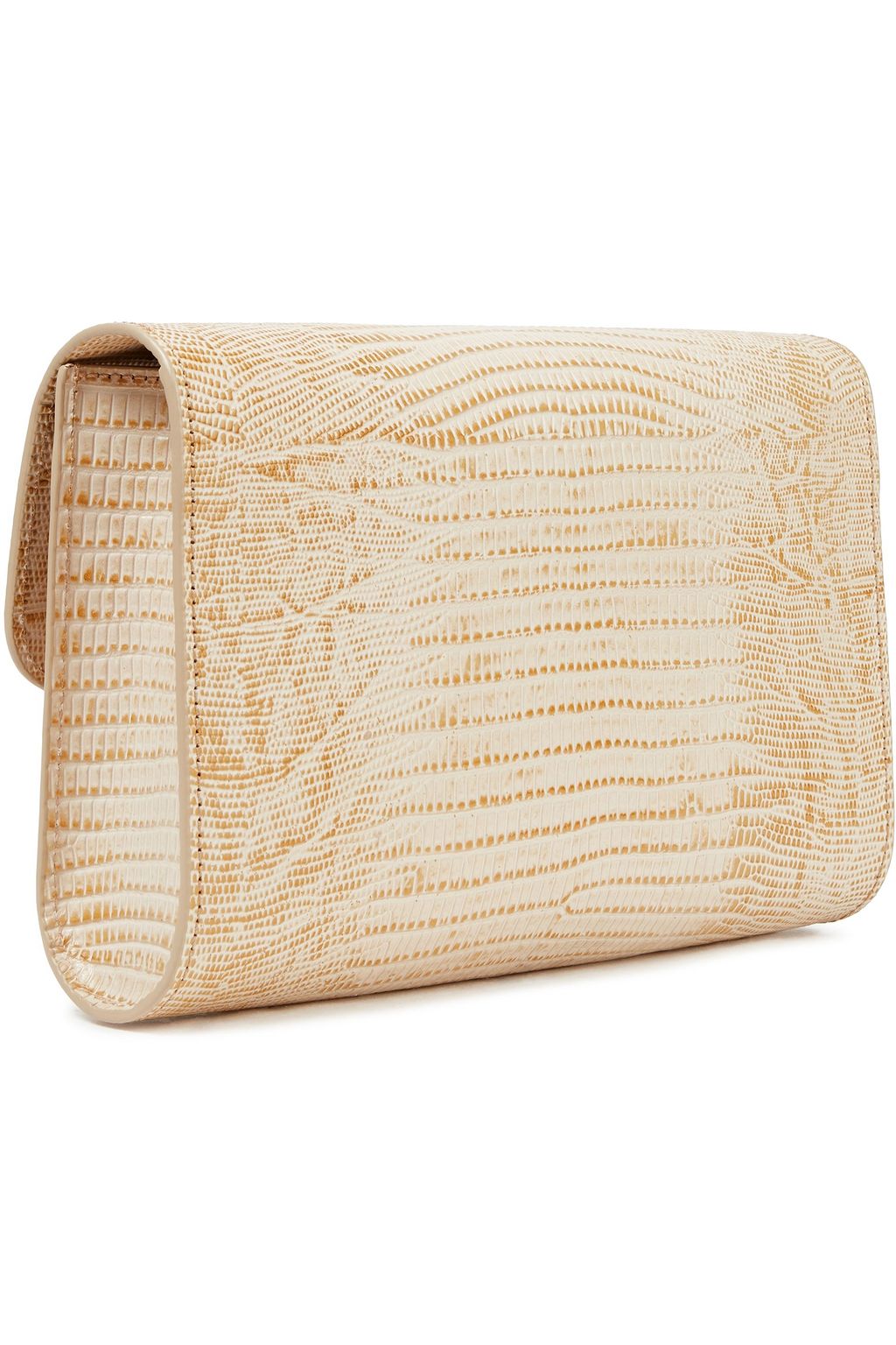 BY FAR Lizard-effect leather clutch