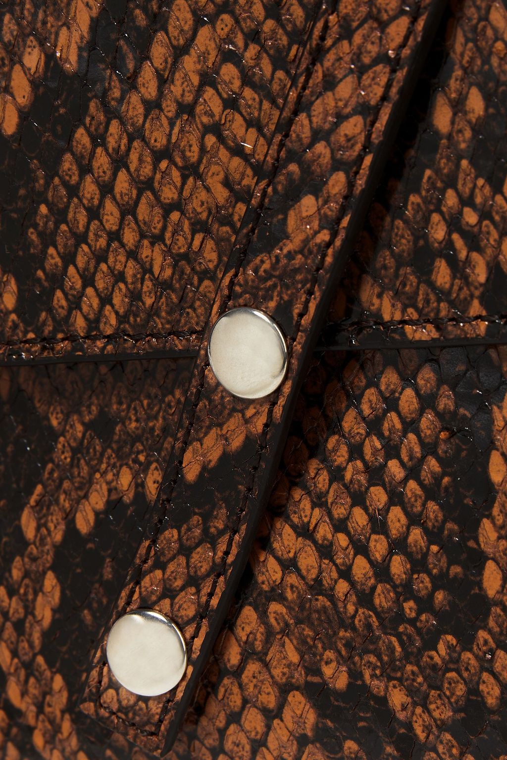 BY FAR Snake-effect leather clutch