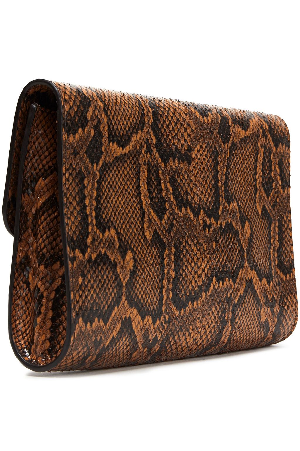 BY FAR Snake-effect leather clutch
