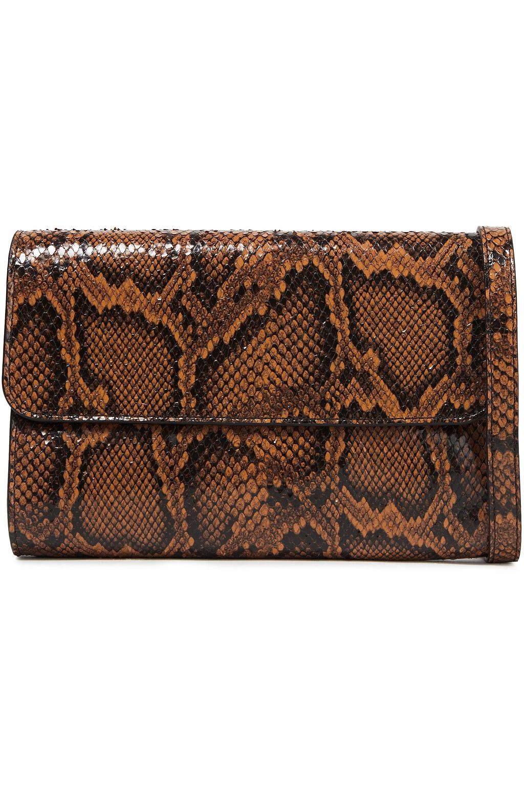 BY FAR Snake-effect leather clutch