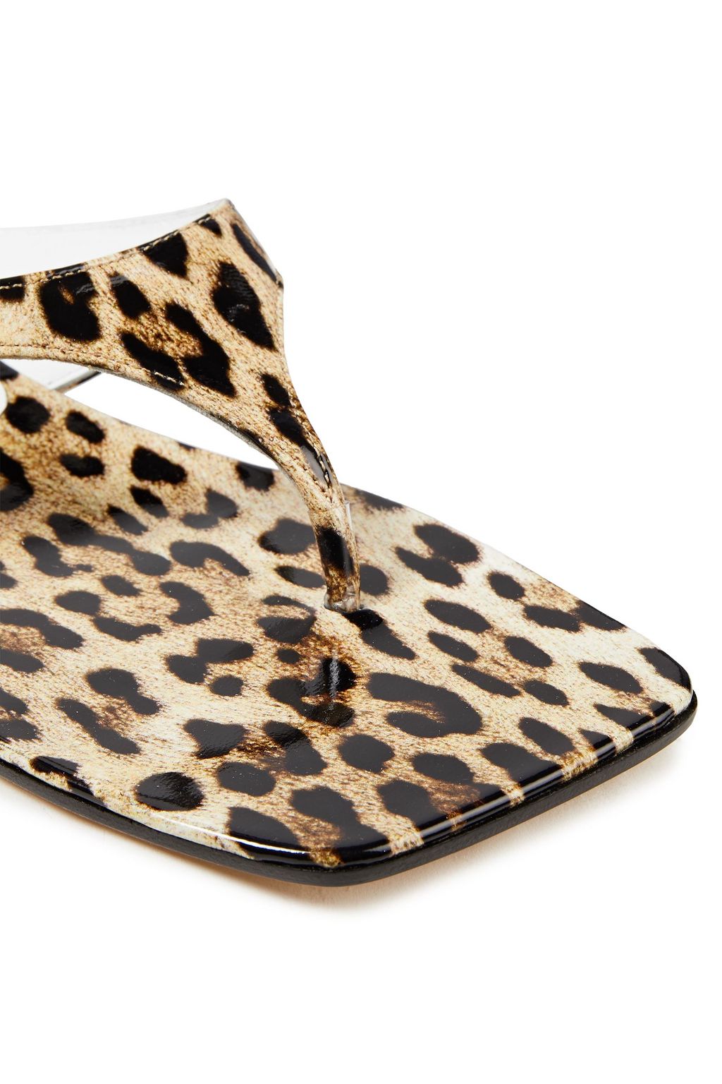 BY FAR Jack leopard-print patent-leather mules