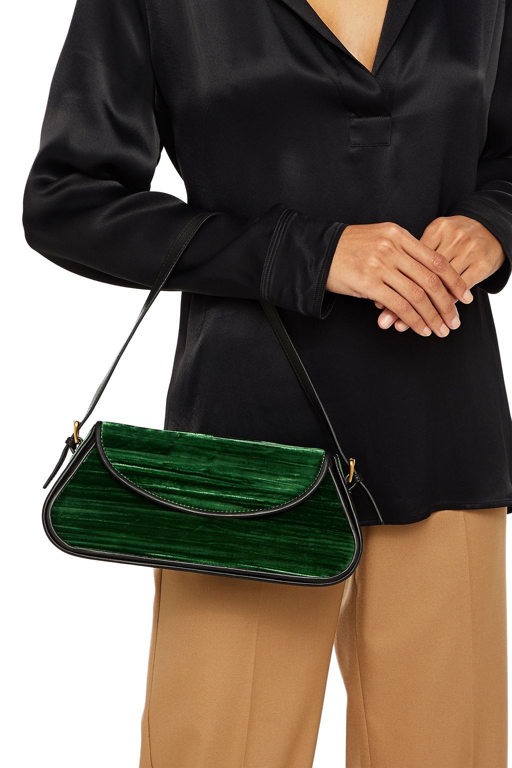 BY FAR Uma crushed-velvet shoulder bag