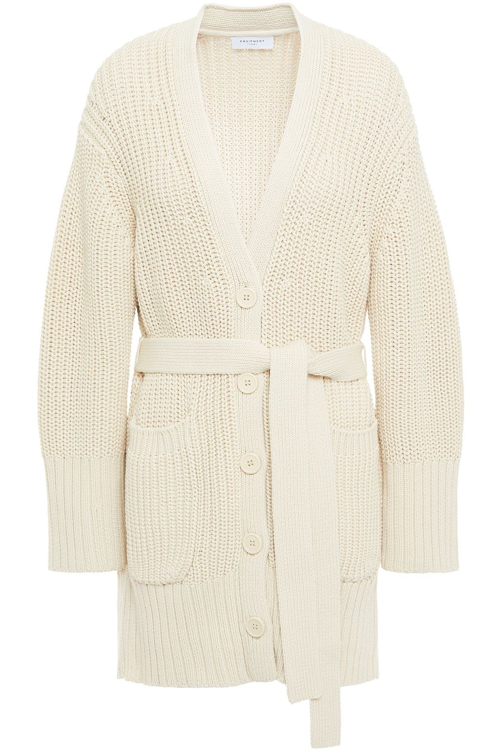 cream belted cardigan