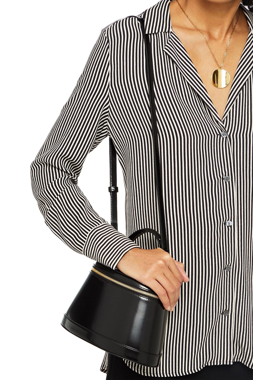 BY FAR Annie glossed-leather tote